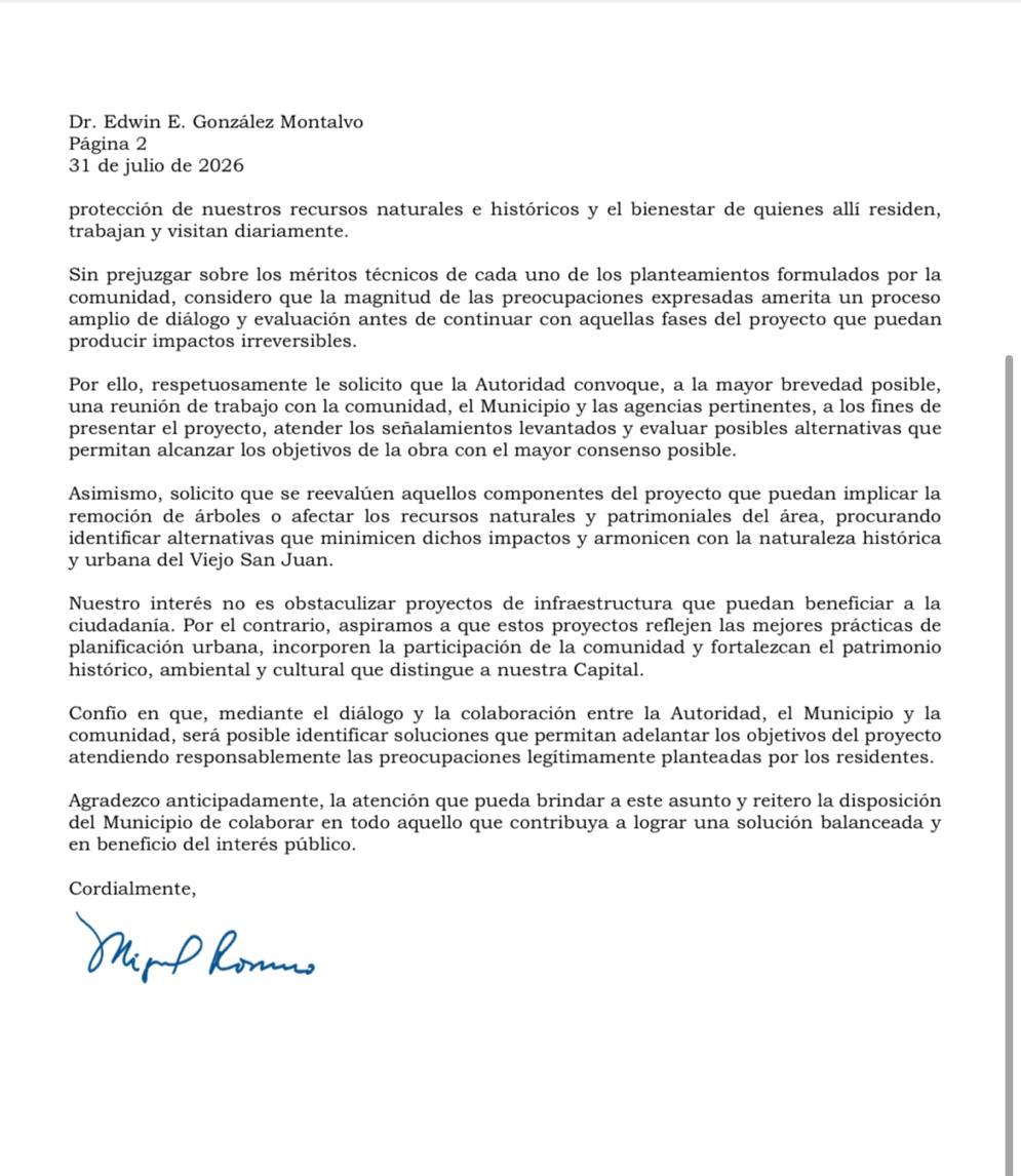 Carta del Alcalde Miguel Romero al Director de Carreteras — página 2